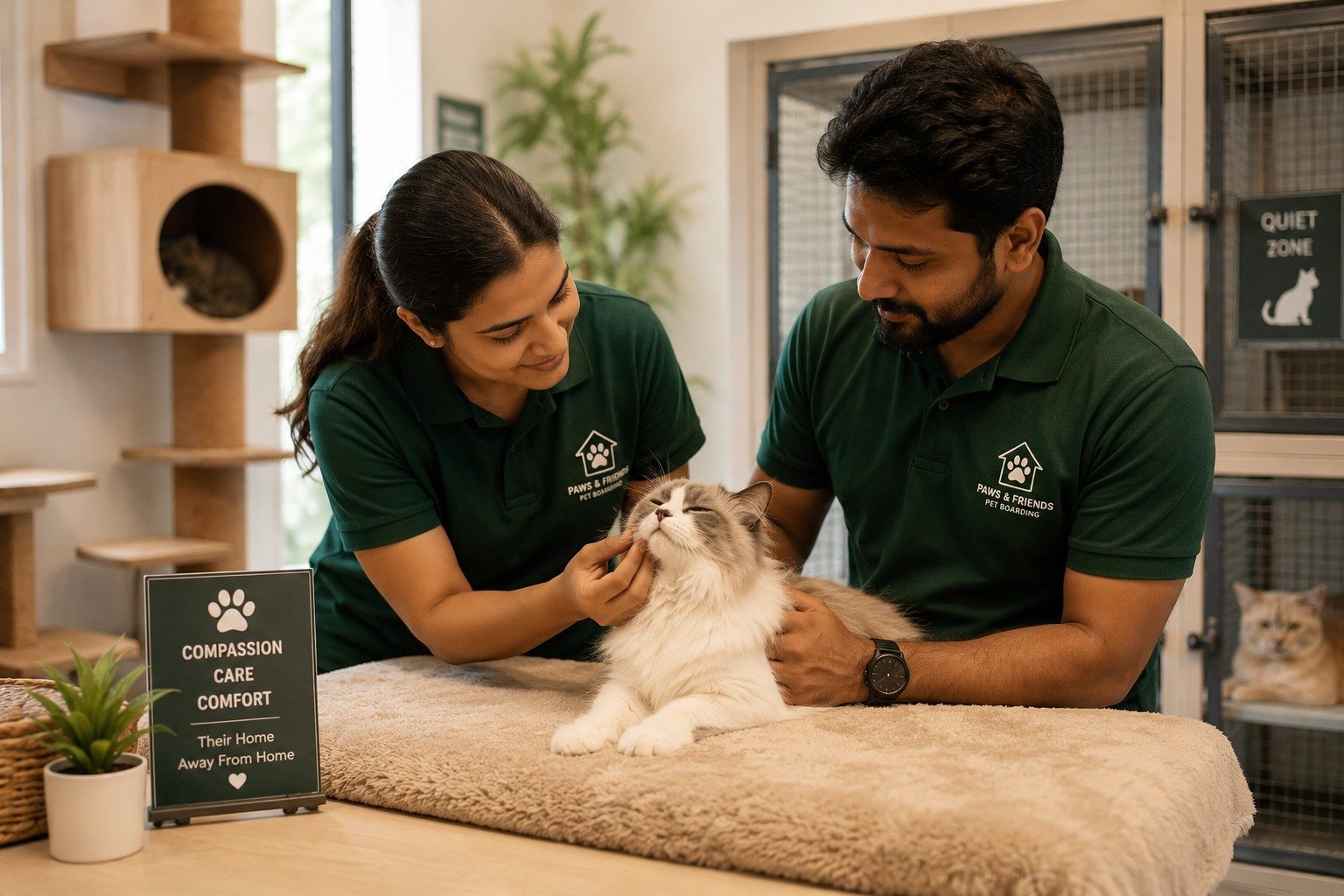 Dogs interacting in a supervised boarding environment